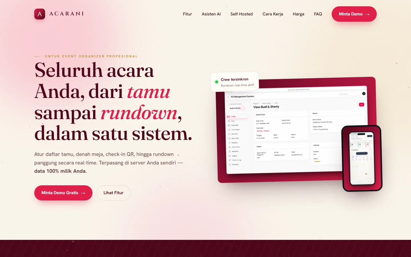 Acarani — Event Management System screenshot